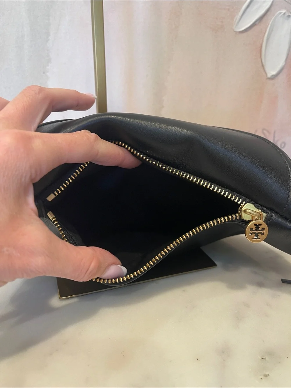 NWOT Tory Burch Black Quilted Leather Mini Belt Bag with Tassel